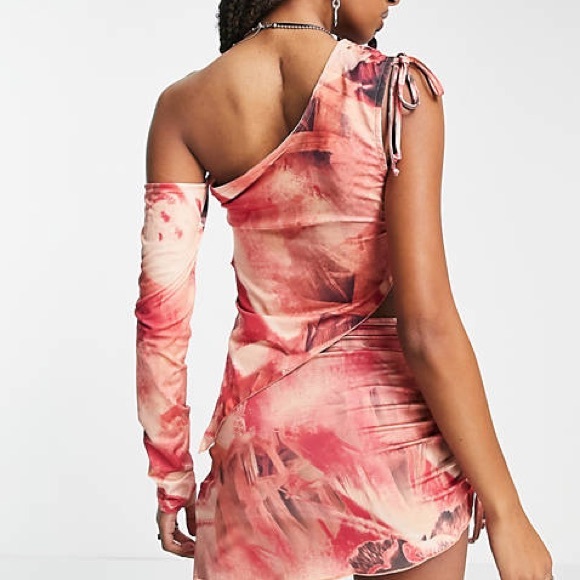 Jaded London Asymmetric Rose Print One Shoulder Top Size US 12 - Picture 3 of 7